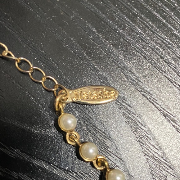 Vintage Natasha Gold and Pearl Floral Statement Necklace - Picture 2 of 2